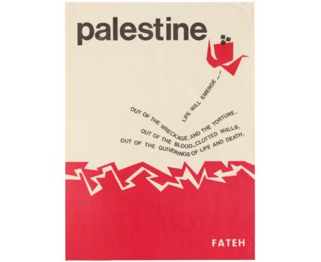 Original vintage propaganda poster - Palestine Fateh - Life Will Emerge.  Published by FATAH (Palestinian National Liberation