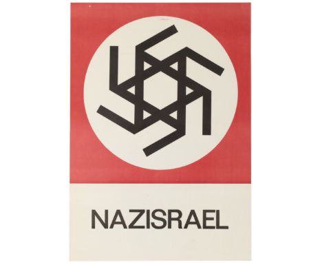 Original vintage propaganda poster - Nazisrael - featuring a symbol made by combining the Nazi swastika and the star of David