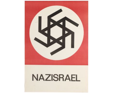 Original vintage propaganda poster - Nazisrael - featuring a symbol made by combining the Nazi swastika and the star of David