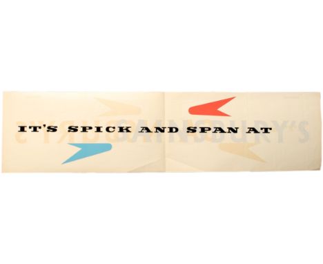 Original vintage banner advertising poster for the supermarket chain Sainsbury's (founded 1869) featuring the slogan in bold 