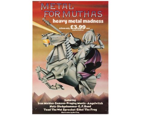Original vintage music advertising poster for the release of Metal for Muthas in February 1980, the first album of a series o