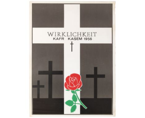 Original vintage propaganda poster -Wirklichkeit Kafr Kasem 1956 - Reality Kafr Qasim.  The Kafr Qasim massacre took place in