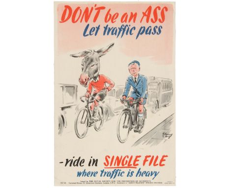 Original vintage public safety poster issued by the Royal Society for the Prevention of Accidents ROSPA - Don't be an ass Let
