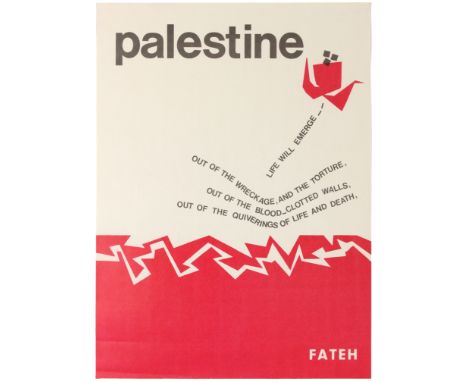 Original vintage propaganda poster - Palestine Fateh - Life Will Emerge.  Published by FATAH (Palestinian National Liberation