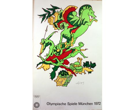 Munich Olympics - Chariot Original vintage poster advertising the 1972 Summer Olympics in Munich (Olympische Spiele Munchen).