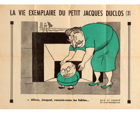 Original vintage anti-communist propaganda poster published by Paix et Libertes in Paris featuring a political caricature dra