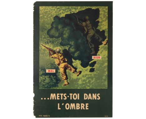 Original vintage World War Two propaganda poster Put Yourself in the Shadows / Mets-Toi Dans L'Ombre - Featuring great illust