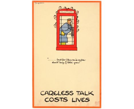 Original vintage World War Two poster by the notable British cartoonist and illustrator Fougasse (Cyril Kenneth Bird; 1887-19