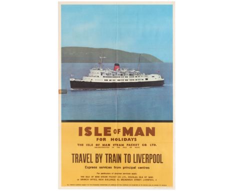 Original vintage travel poster Isle of Man for Holidays published by The Isle of Man Steam Packet Co. LTD. Train by Travel to
