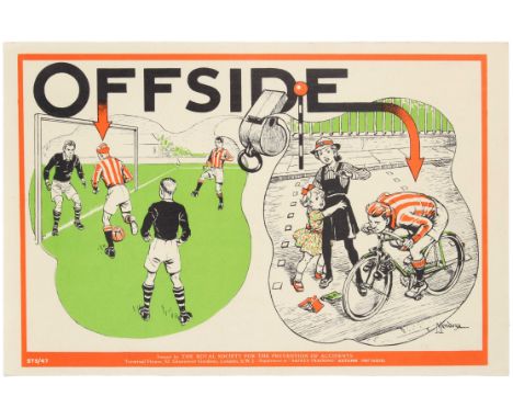 Original vintage public safety poster issued by the Royal Society for the Prevention of Accidents ROSPA featuring two illustr