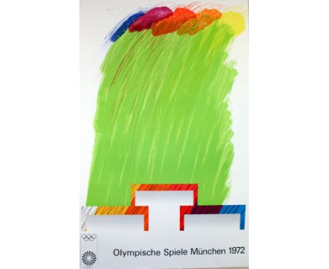 Munich Olympics 1972 - Podium on Grass Original vintage poster advertising the 1972 Summer Olympics in Munich (Olympische Spi