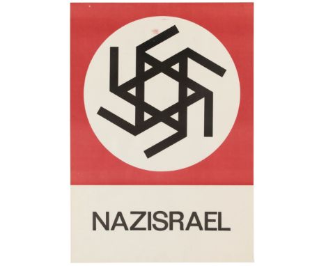 Original vintage propaganda poster - Nazisrael - featuring a symbol made by combining the Nazi swastika and the star of David