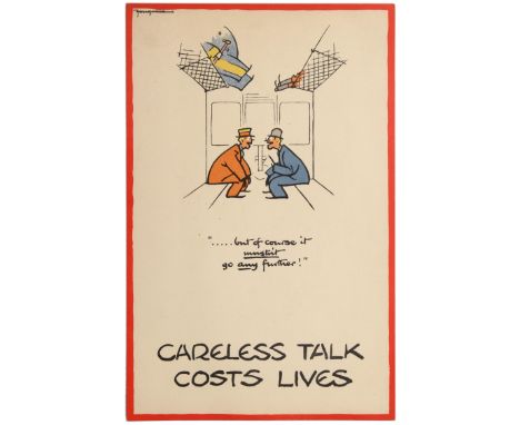 Original vintage World War Two poster by the notable British cartoonist and illustrator Fougasse (Cyril Kenneth Bird; 1887-19