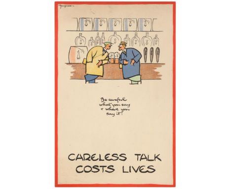 Original vintage World War Two poster by the notable British cartoonist and illustrator Fougasse (Cyril Kenneth Bird; 1887-19