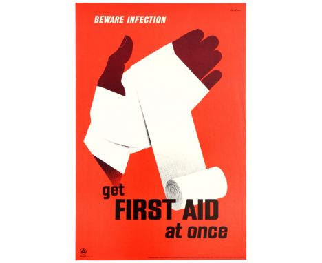 Propaganda original vintage poster Beware Infection Get First Aid at once. The Royal Society for the Prevention of Accidents 