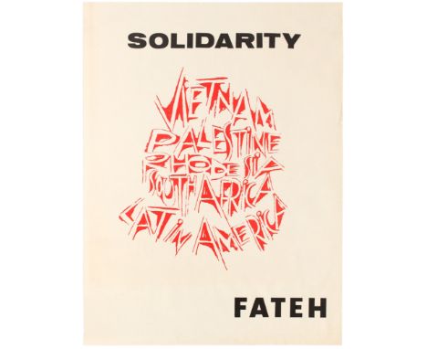 Original vintage propaganda poster - Fateh Solidarity featuring red stylised lettering Vietnam, Palestine, Rhodesia, South Af