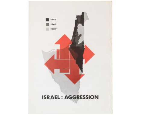 Original vintage propaganda poster Israel = Aggression. The poster most likely referrs to the Israeli-occupied territories th