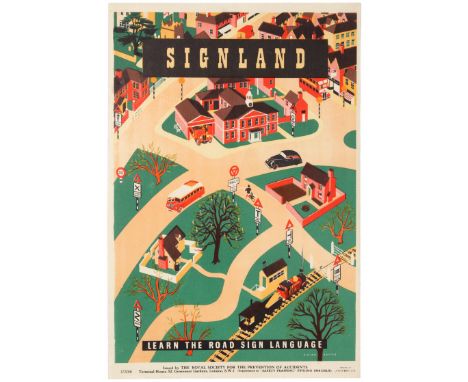 Original vintage road safety poster issued by the Royal Society for the Prevention of Accidents ROSPA - Signland Learn the Ro