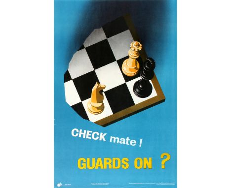 Original vintage safety poster published by the Royal Society for the Prevention of Accidents ROSPA depicting a black King ch