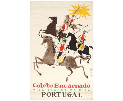 Original vintage travel poster Colete Encarnado Vila Franca de Xira / Red Vest Franca de Xira Village. The Colete Encarnado -