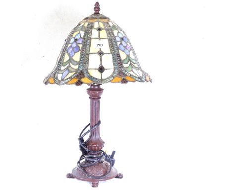 A Tiffany style table lamp with leadlight shade, height 49cm 