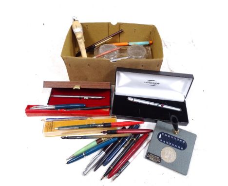 A box of Vintage pens etc 