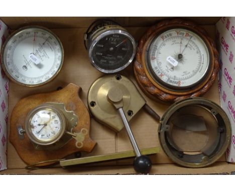 Barometer, rev counter, small wall clock etc 