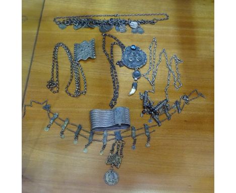 A collection of Eastern jewellery, to include woven bangle, pendants etc 