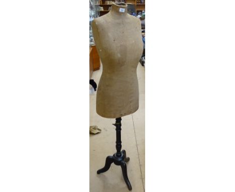 Vintage tailor's dummy on tripod stand 