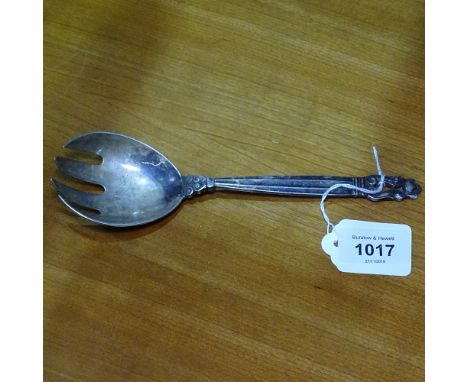 A Georg Jensen &amp; Wendel A/S sterling silver acorn pattern serving fork 