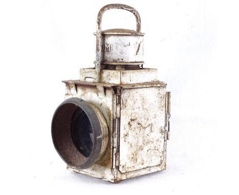 A railway lantern marked BR(M), height 34cm 
