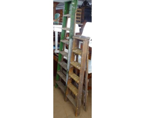 2 pairs of Vintage pine step ladders 