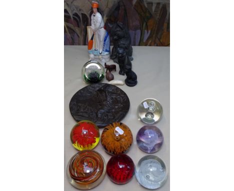Caithness and other paperweights, plaque etc 