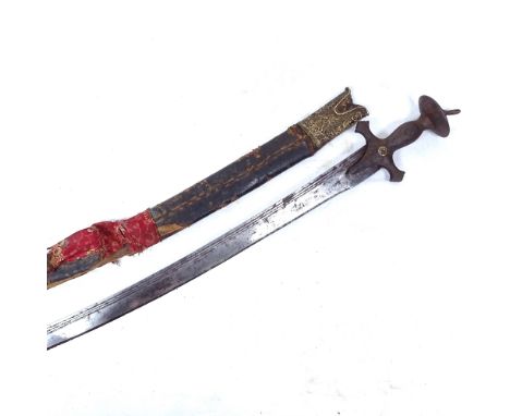 An Indian shalwar sword in scabbard, length 95cm 