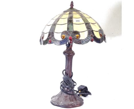 A Tiffany style table lamp with leadlight shade, height 49cm 