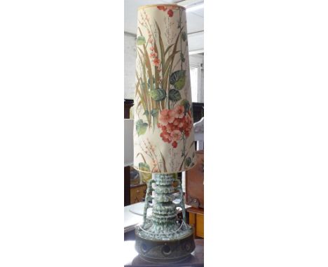 A large West German pottery floor lamp and shade, H130cm 