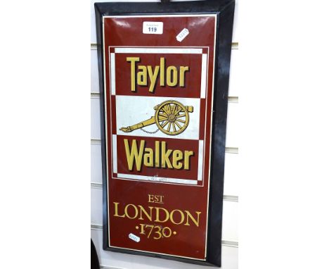 A Vintage enamelled iron sign advertising Taylor Walker of London, height 53cm 