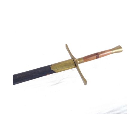 A replica sword in scabbard, length 125cm 