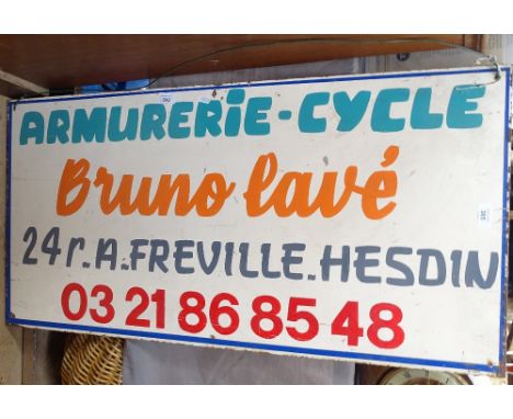 Vintage French metal sign, length 100cm 