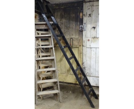 2 pairs of Vintage pine step ladders, and another (3) 