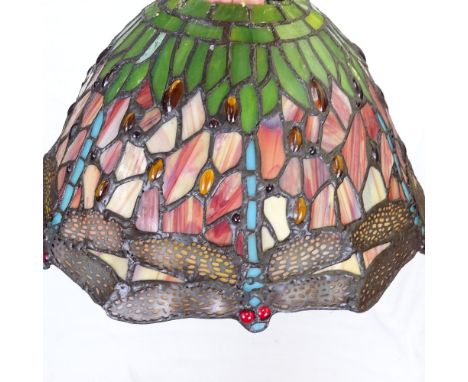 A standard lamp with Tiffany style leadlight shade, height 160cm 