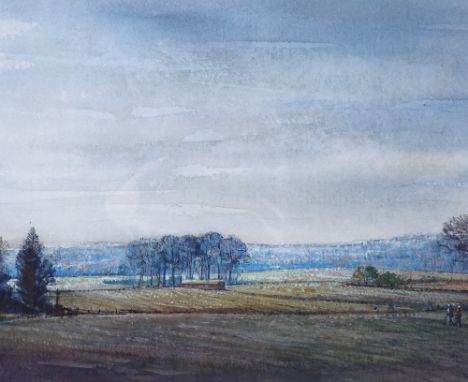 Robin Chevalier, mixed media acrylic/pencil, abstract composition, signed, 8" x 8", framed, watercolour, Agincourt landscape,