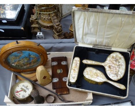 Desk sander, tie press, brush and mirror set etc 