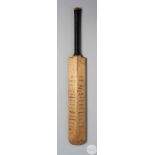 David Lloyd, Ernest Tyldesley autographed cricket bat.