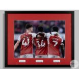 Declan Rice, Eddie Nketiah and Bukayo Saka triple-signed Arsenal photograph