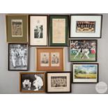 A group of ten framed cricket prints