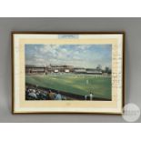 England & South Africa multi-signed 1994 Test Series 'The Oval' print by Alan Fearnley