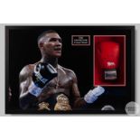 A Connor Benn boxing glove and photographic print montage.
