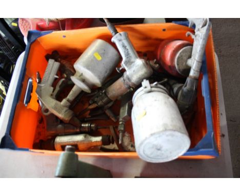A box containing various air powered tools 