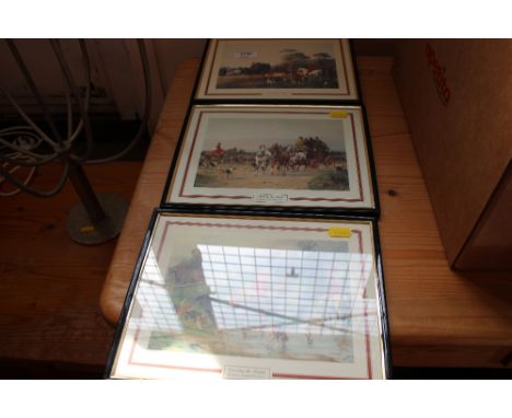 Three framed hunting prints